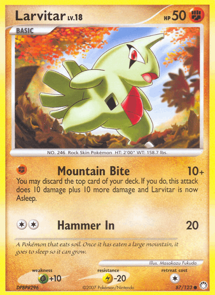 Larvitar #87 from Mysterious Treasures - Common - Illustrated by Masakazu Fukuda