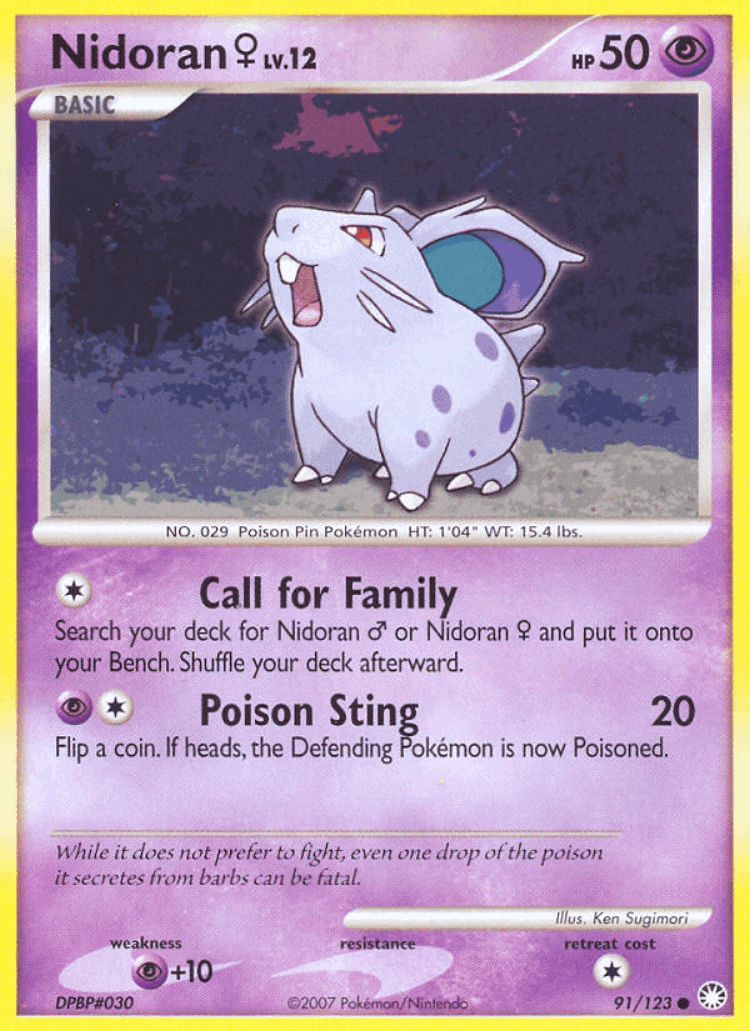 Nidoran ♀ #91 from Mysterious Treasures - Common - Illustrated by Ken Sugimori