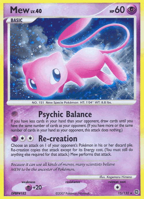 Mew #15 from Secret Wonders - Rare Holo - Illustrated by Kagemaru Himeno