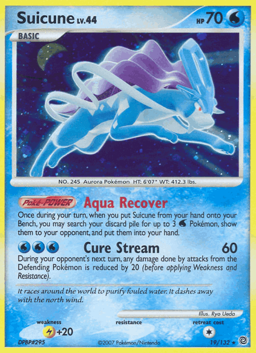 Suicune #19 from Secret Wonders - Rare Holo - Illustrated by Ryo Ueda