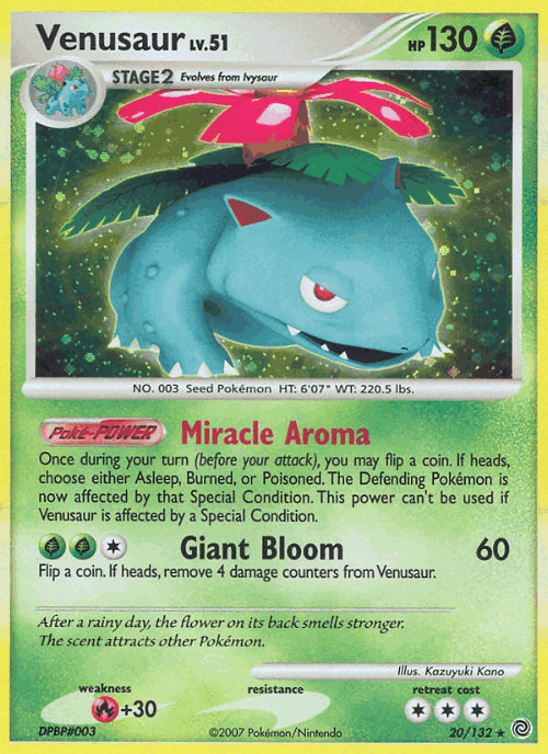 Venusaur #20 from Secret Wonders - Rare Holo - Illustrated by Kazuyuki Kano