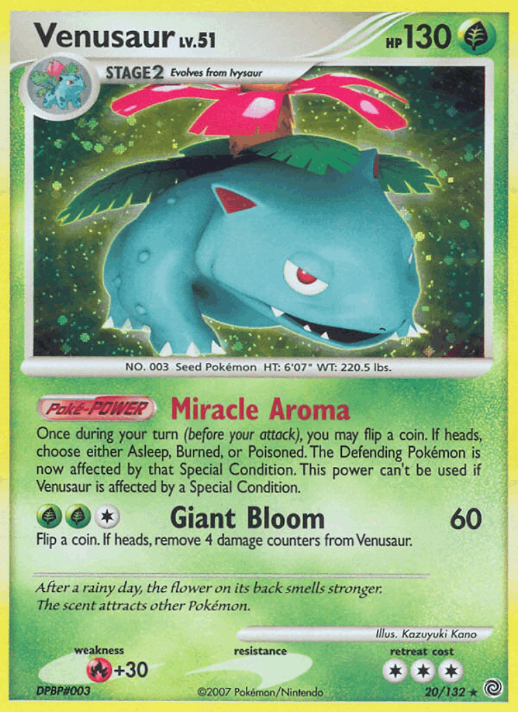 Venusaur #20 from Secret Wonders - Rare Holo - Illustrated by Kazuyuki Kano