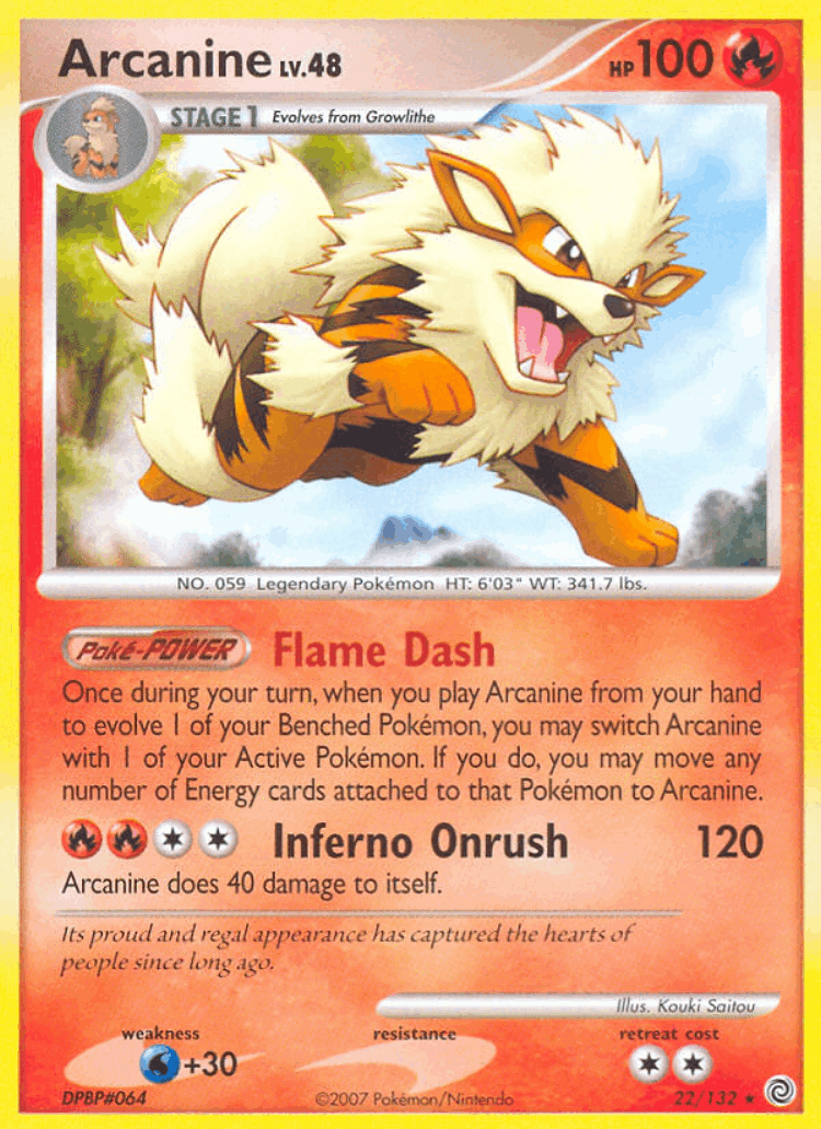 Arcanine #22 from Secret Wonders - Rare - Illustrated by Kouki Saitou