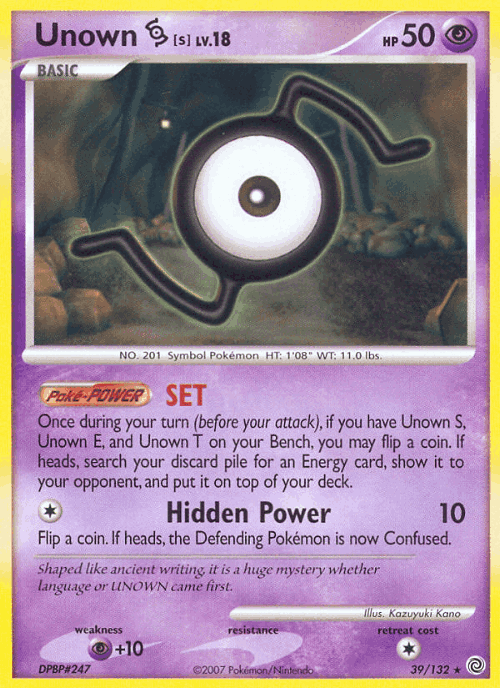 Unown [S] #39 from Secret Wonders - Rare - Illustrated by Kazuyuki Kano