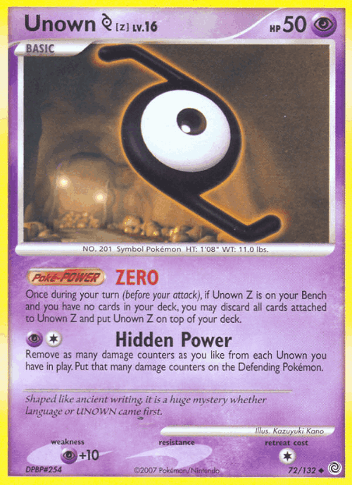 Unown [Z] #72 from Secret Wonders - Uncommon - Illustrated by Kazuyuki Kano