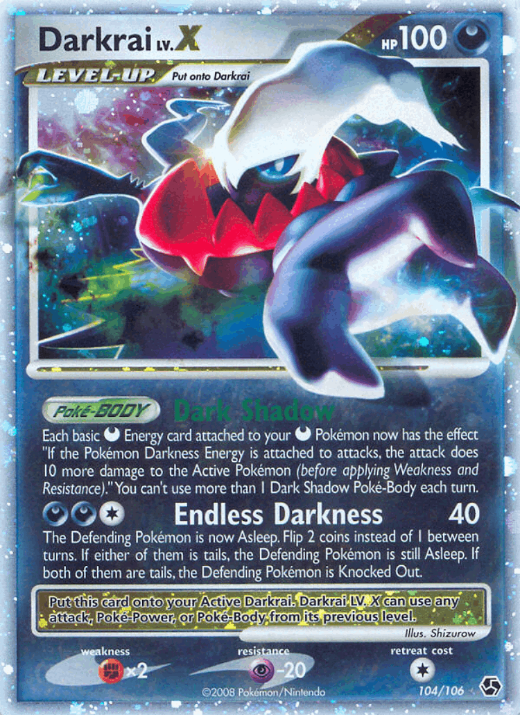 Darkrai LV.X #104 from Great Encounters - Rare Holo LV.X - Illustrated by Shizurow
