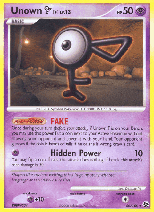Unown [F] #56 from Great Encounters - Uncommon - Illustrated by Daisuke Ito