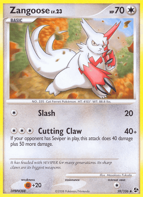Zangoose #59 from Great Encounters - Uncommon - Illustrated by Masakazu Fukuda