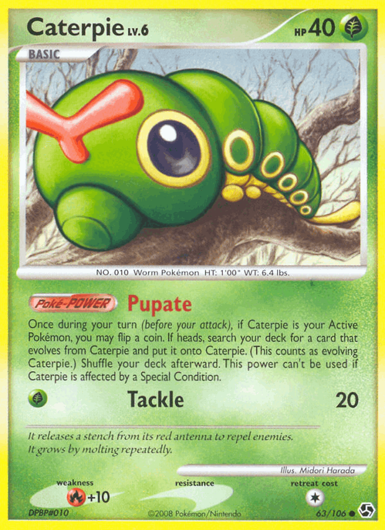 Caterpie #63 from Great Encounters - Common - Illustrated by Midori Harada