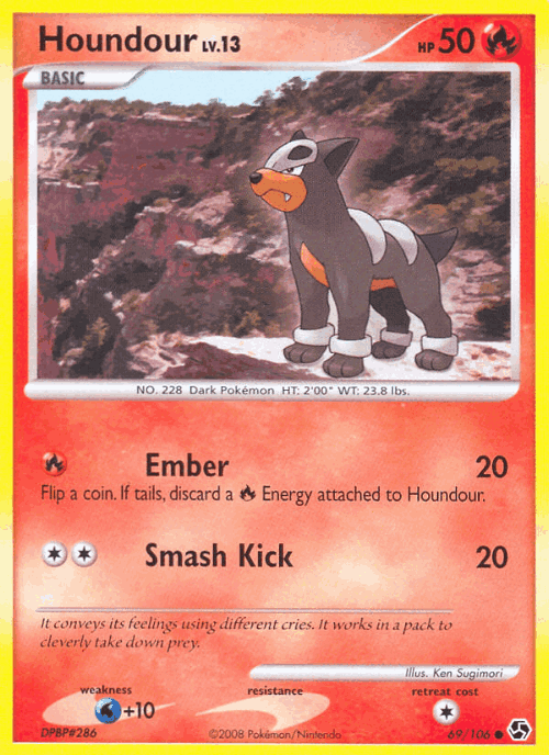 Houndour #69 from Great Encounters - Common - Illustrated by Ken Sugimori