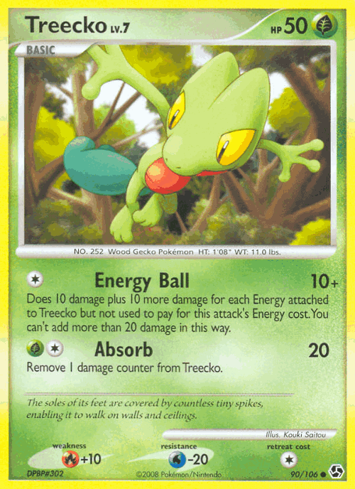 Treecko #90 from Great Encounters - Common - Illustrated by Kouki Saitou