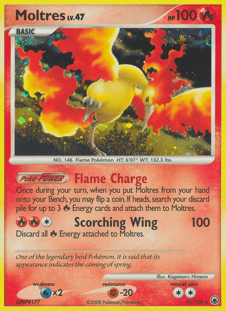 Moltres #10 from Majestic Dawn - Rare Holo - Illustrated by Kagemaru Himeno