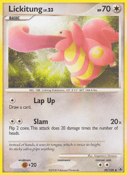 Lickitung #39 from Majestic Dawn - Uncommon - Illustrated by Kagemaru Himeno