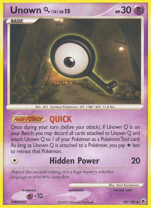 Unown [Q] #49 from Majestic Dawn - Uncommon - Illustrated by Kent Kanetsuna