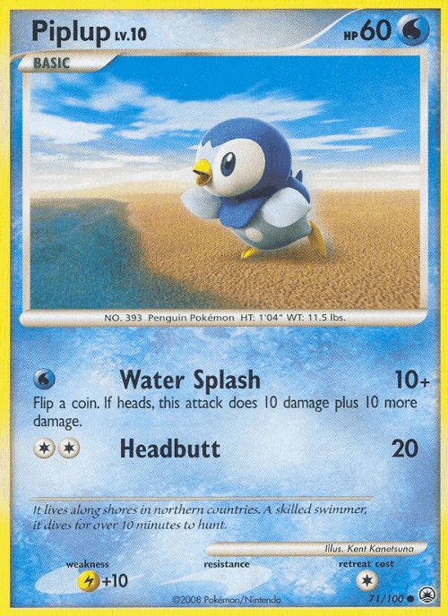 Piplup #71 from Majestic Dawn - Common - Illustrated by Kent Kanetsuna