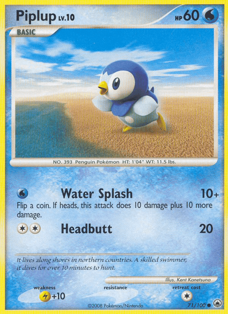 Piplup #71 from Majestic Dawn - Common - Illustrated by Kent Kanetsuna
