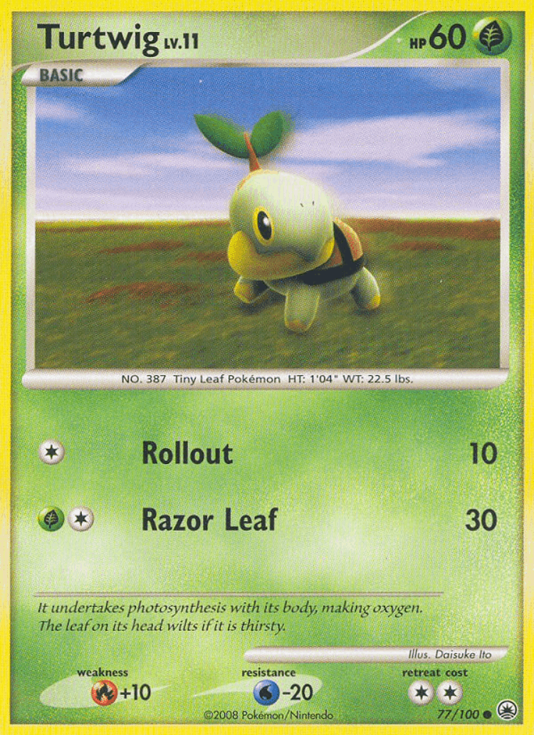 Turtwig #77 from Majestic Dawn - Common - Illustrated by Daisuke Ito