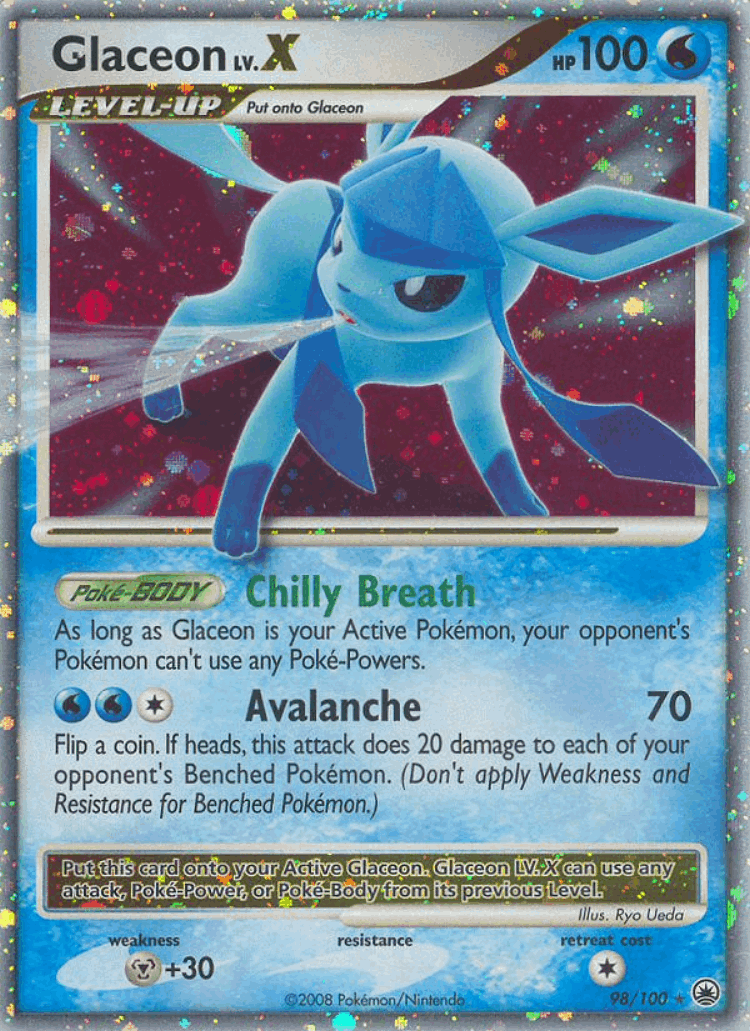 Glaceon LV.X #98 from Majestic Dawn - Rare Holo LV.X - Illustrated by Ryo Ueda