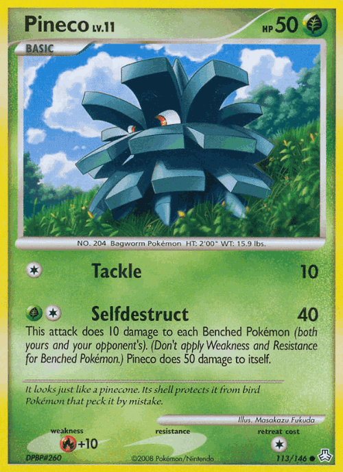 Pineco #113 from Legends Awakened - Common - Illustrated by Masakazu Fukuda