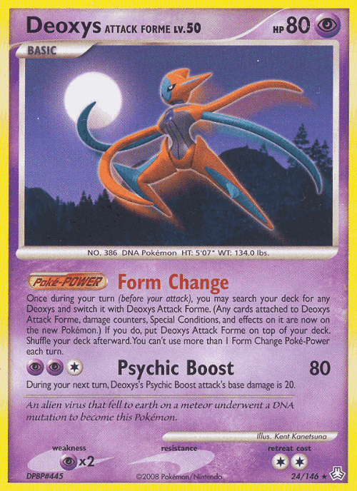 Deoxys Attack Forme #24 from Legends Awakened - Rare - Illustrated by Kent Kanetsuna