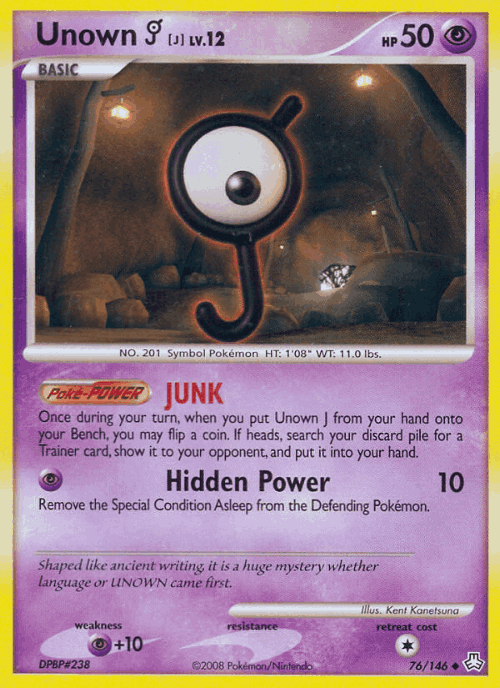 Unown [J] #76 from Legends Awakened - Uncommon - Illustrated by Kent Kanetsuna