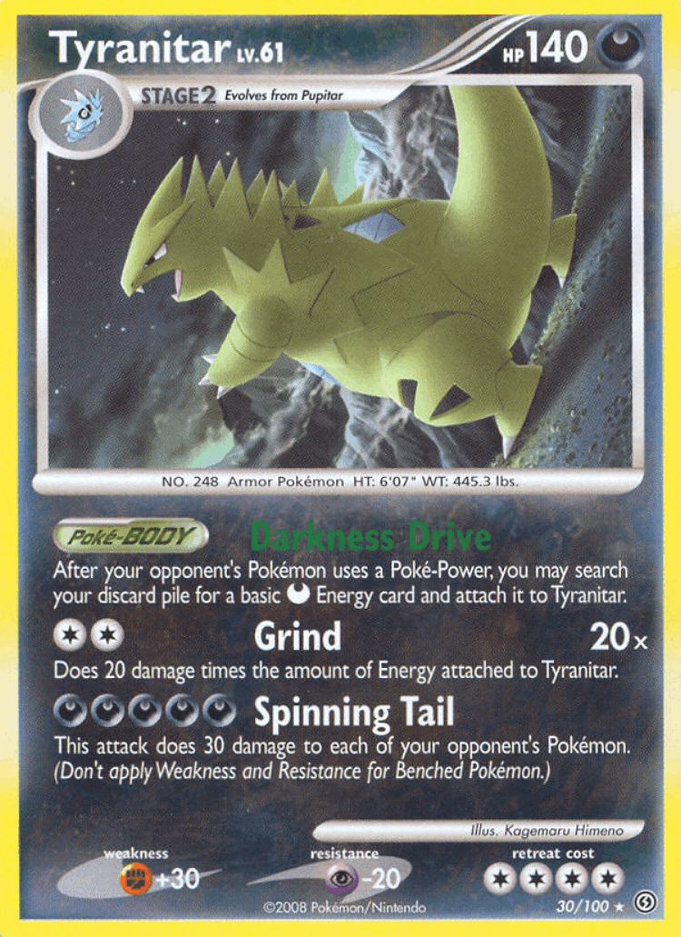 Tyranitar #30 from Stormfront - Rare - Illustrated by Kagemaru Himeno