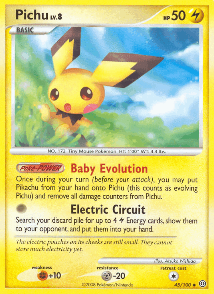Pichu #45 from Stormfront - Uncommon - Illustrated by Atsuko Nishida