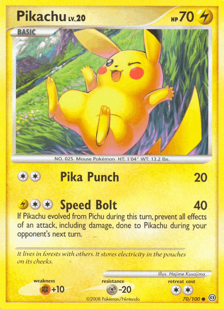 Pikachu #70 from Stormfront - Common - Illustrated by Hajime Kusajima