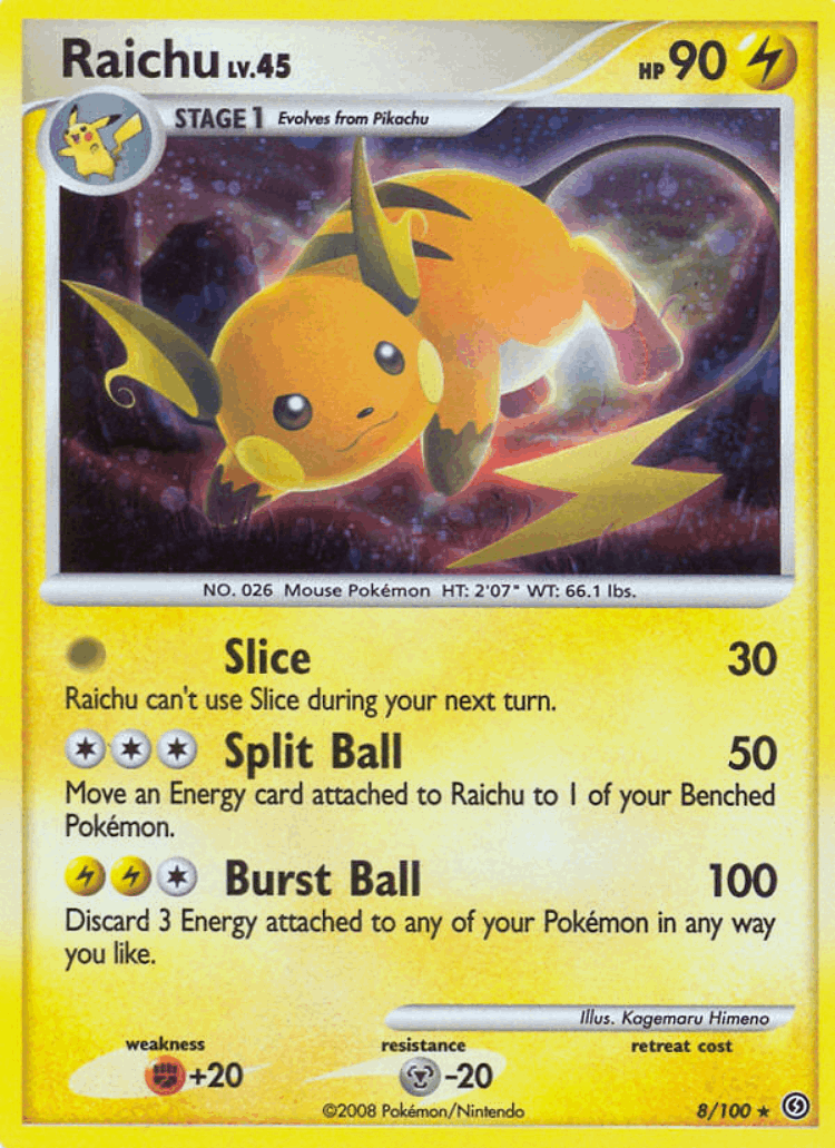 Raichu #8 from Stormfront - Rare Holo - Illustrated by Kagemaru Himeno