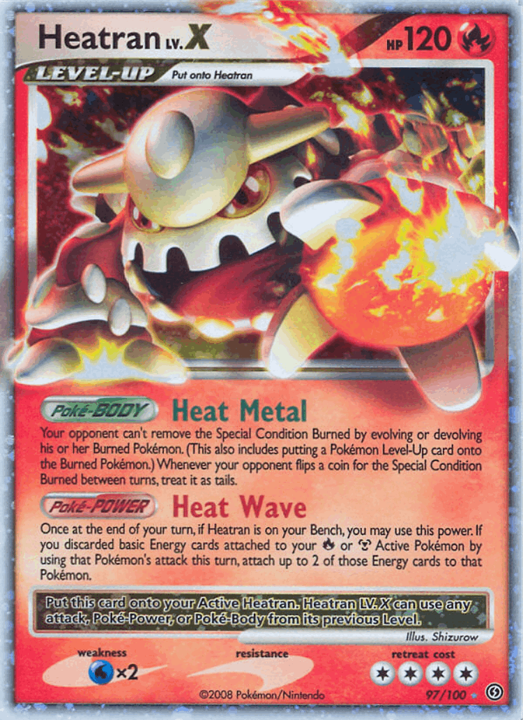 Heatran LV.X #97 from Stormfront - Rare Holo LV.X - Illustrated by Shizurow