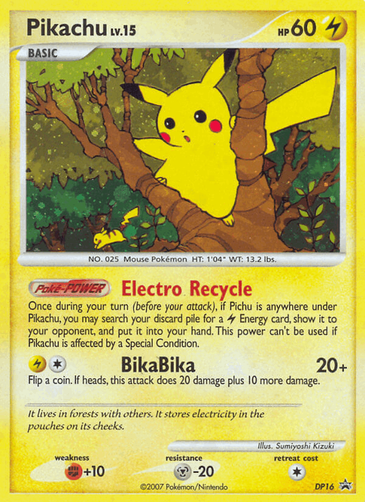 Pikachu #16 from DP Black Star Promos - Promo - Illustrated by Sumiyoshi Kizuki