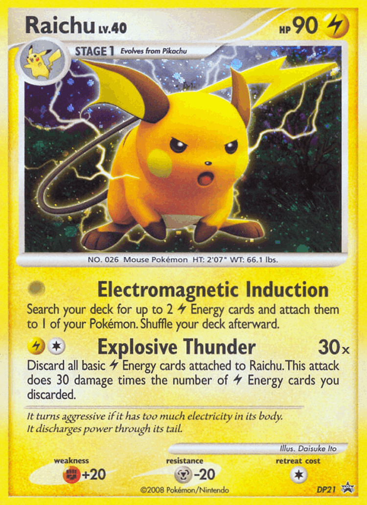 Raichu #21 from DP Black Star Promos - Promo - Illustrated by Daisuke Ito
