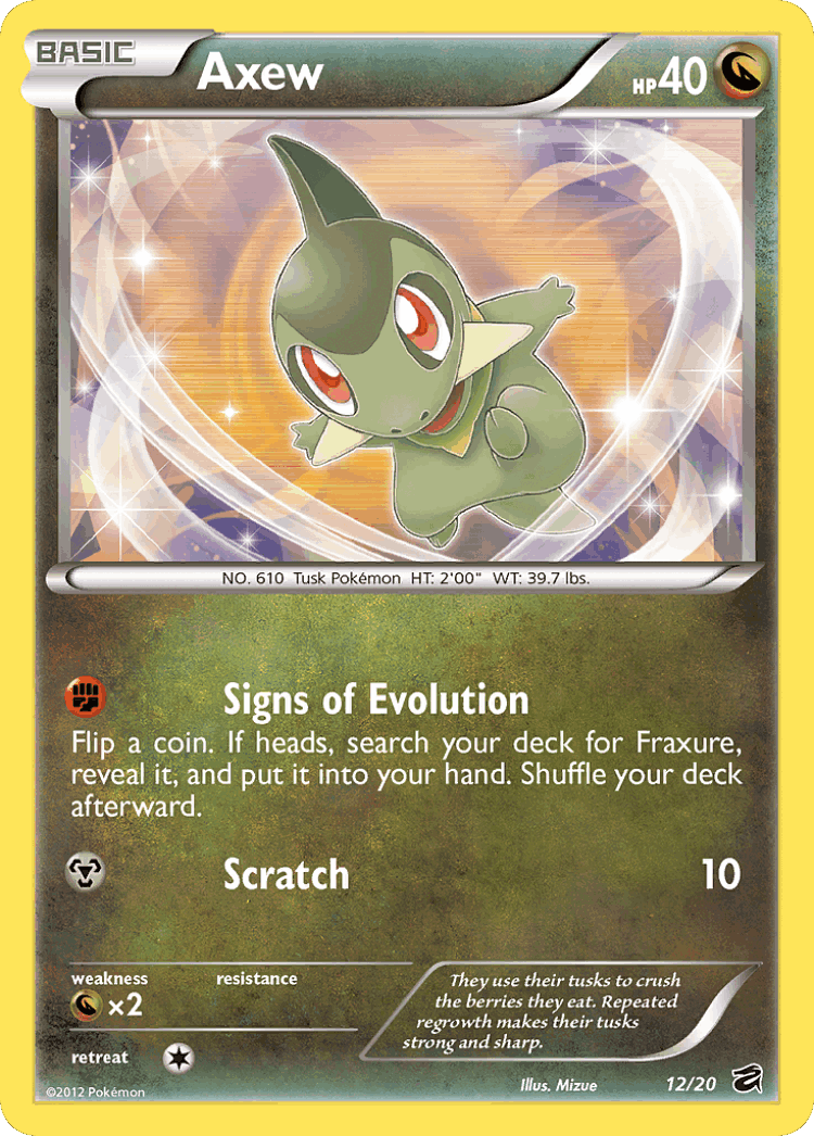 Axew #12 from Dragon Vault - Rare Holo - Illustrated by Mizue