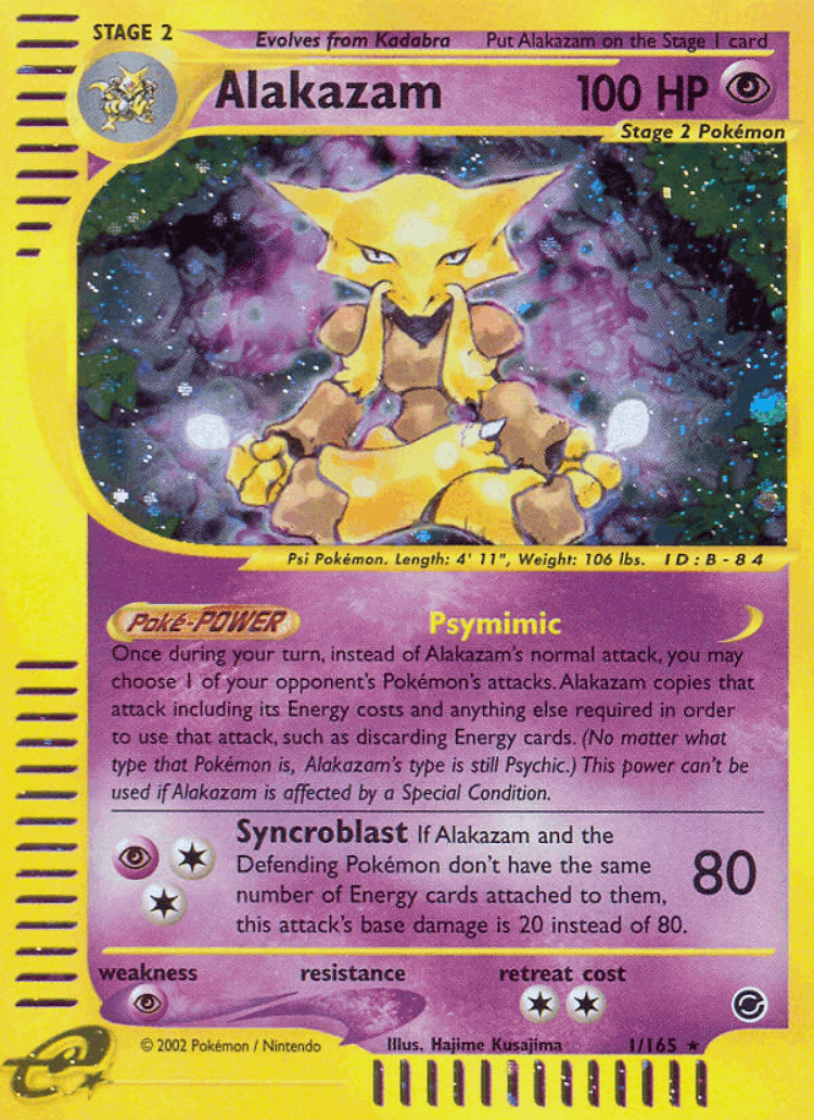 Alakazam #1 from Expedition Base Set - Rare Holo - Illustrated by Hajime Kusajima