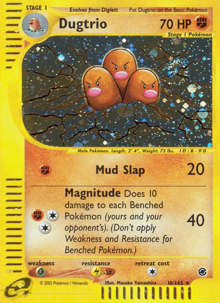 Dugtrio #10 from Expedition Base Set - Rare Holo - Illustrated by Masako Yamashita