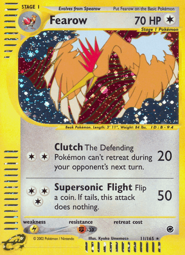 Fearow #11 from Expedition Base Set - Rare Holo - Illustrated by Kyoko Umemoto