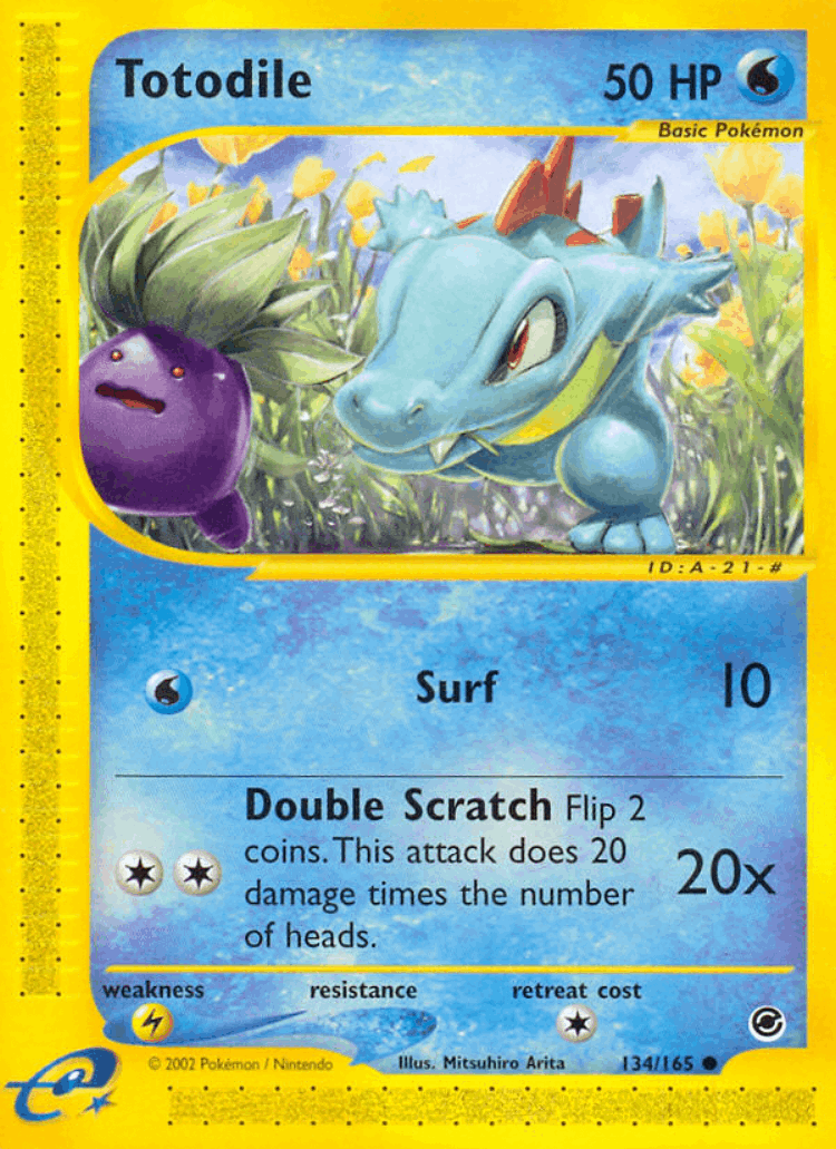 Totodile #134 from Expedition Base Set - Common - Illustrated by Mitsuhiro Arita