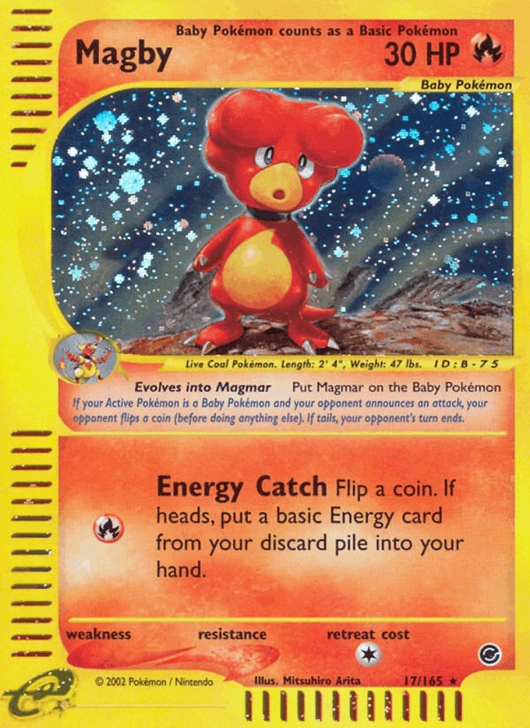 Magby #17 from Expedition Base Set - Rare Holo - Illustrated by Mitsuhiro Arita