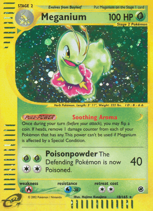 Meganium #18 from Expedition Base Set - Rare Holo - Illustrated by Hajime Kusajima