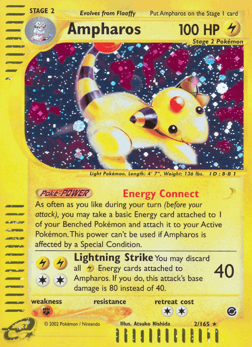 Ampharos #2 from Expedition Base Set - Rare Holo - Illustrated by Atsuko Nishida