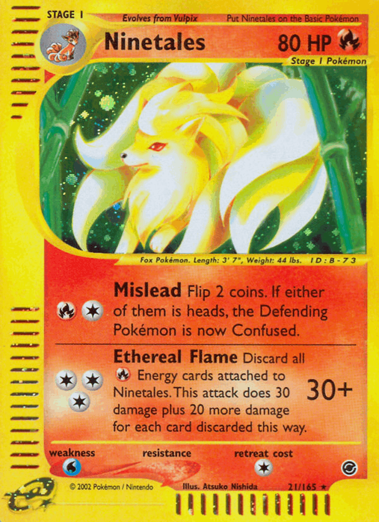 Ninetales #21 from Expedition Base Set - Rare Holo - Illustrated by Atsuko Nishida