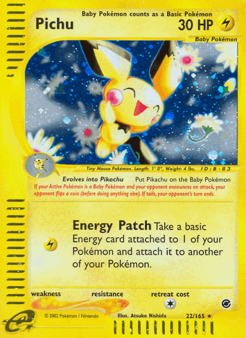 Pichu #22 from Expedition Base Set - Rare Holo - Illustrated by Atsuko Nishida