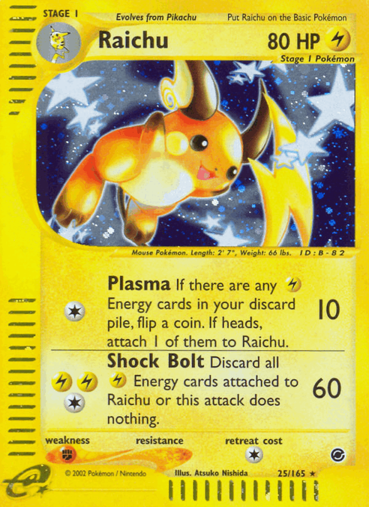 Raichu #25 from Expedition Base Set - Rare Holo - Illustrated by Atsuko Nishida