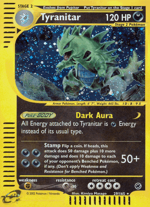 Tyranitar #29 from Expedition Base Set - Rare Holo - Illustrated by Kimiya Masago