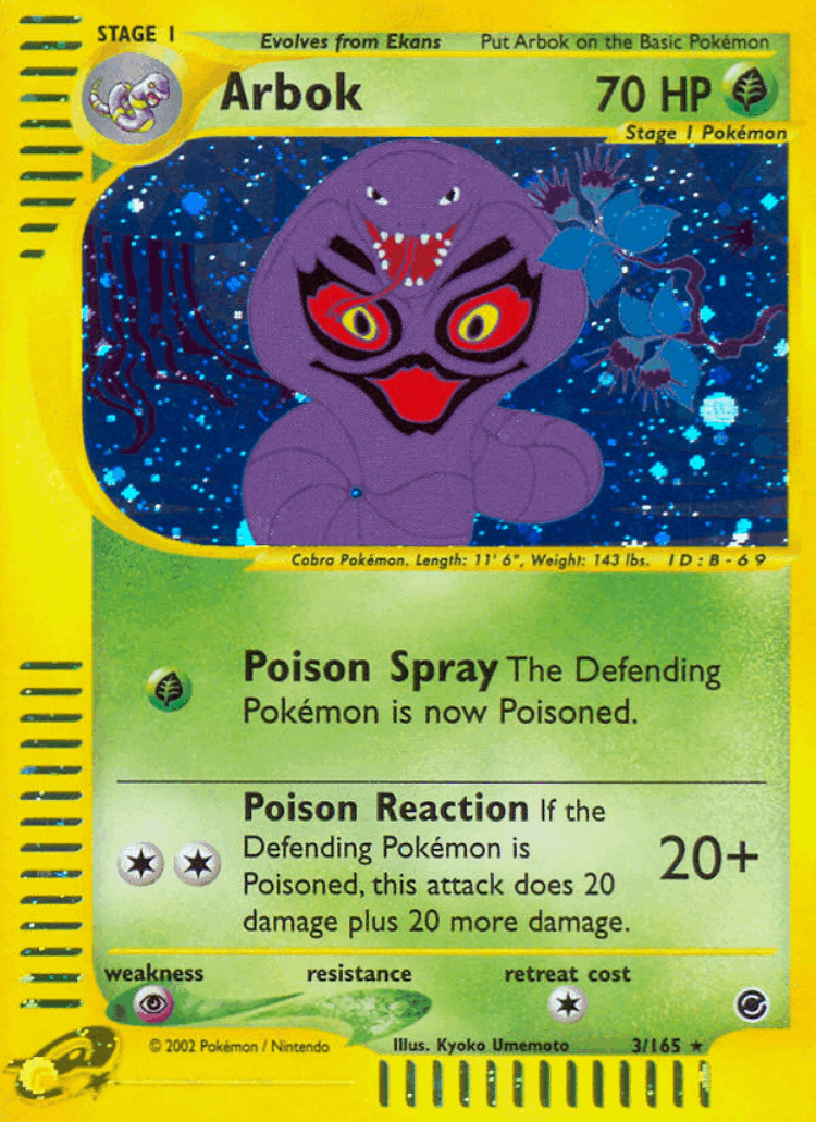 Arbok #3 from Expedition Base Set - Rare Holo - Illustrated by Kyoko Umemoto