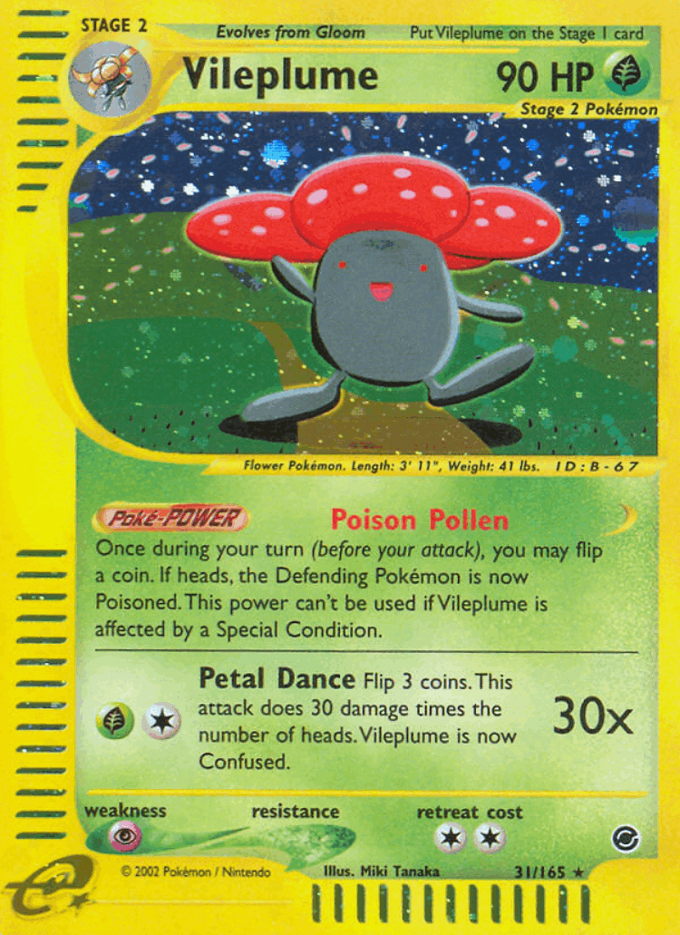 Vileplume #31 from Expedition Base Set - Rare Holo - Illustrated by Miki Tanaka