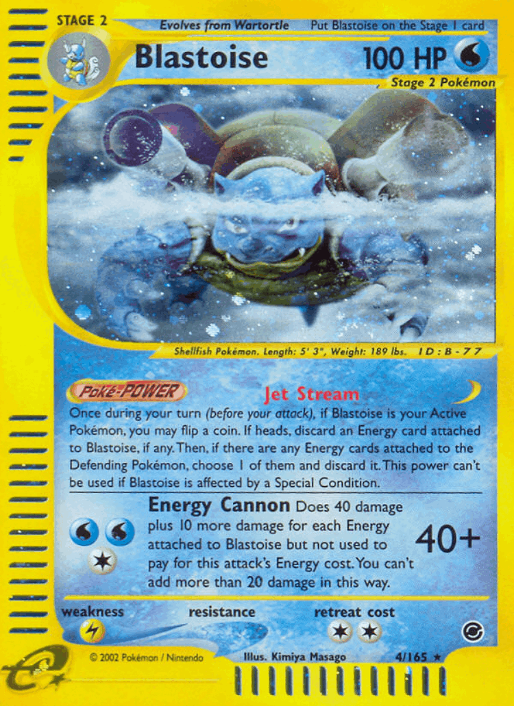Blastoise #4 from Expedition Base Set - Rare Holo - Illustrated by Kimiya Masago