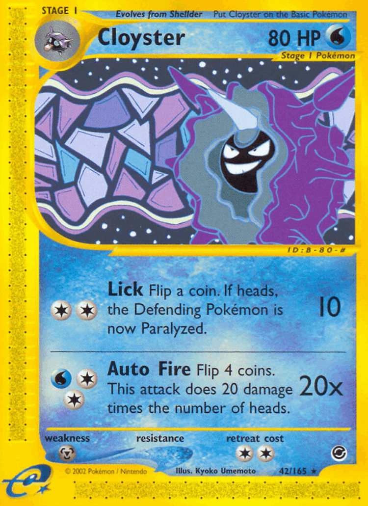 Cloyster #42 from Expedition Base Set - Rare - Illustrated by Kyoko Umemoto
