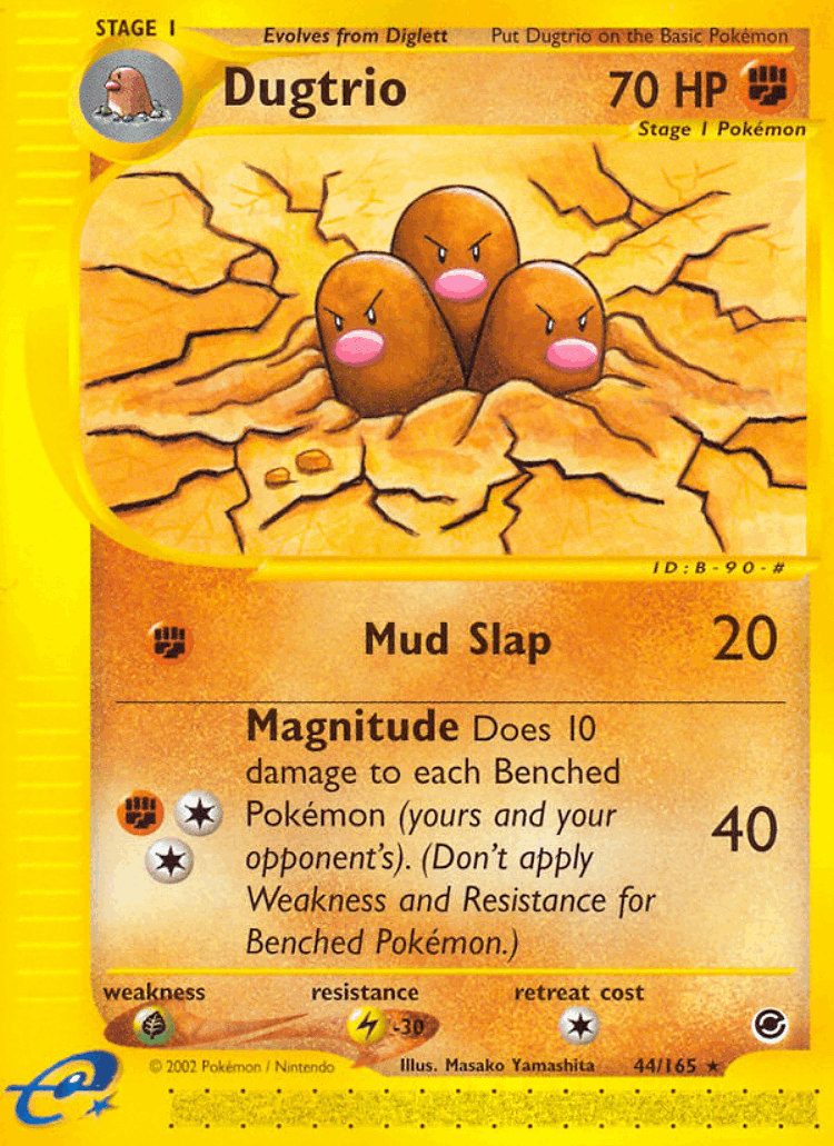 Dugtrio #44 from Expedition Base Set - Rare - Illustrated by Masako Yamashita