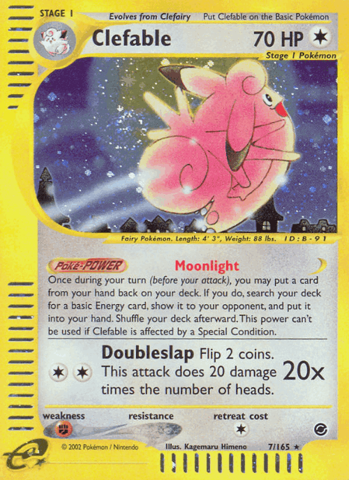 Clefable #7 from Expedition Base Set - Rare Holo - Illustrated by Kagemaru Himeno